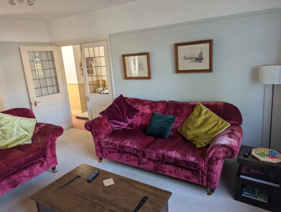 Laura Ashley Red Velvet Sofa Set