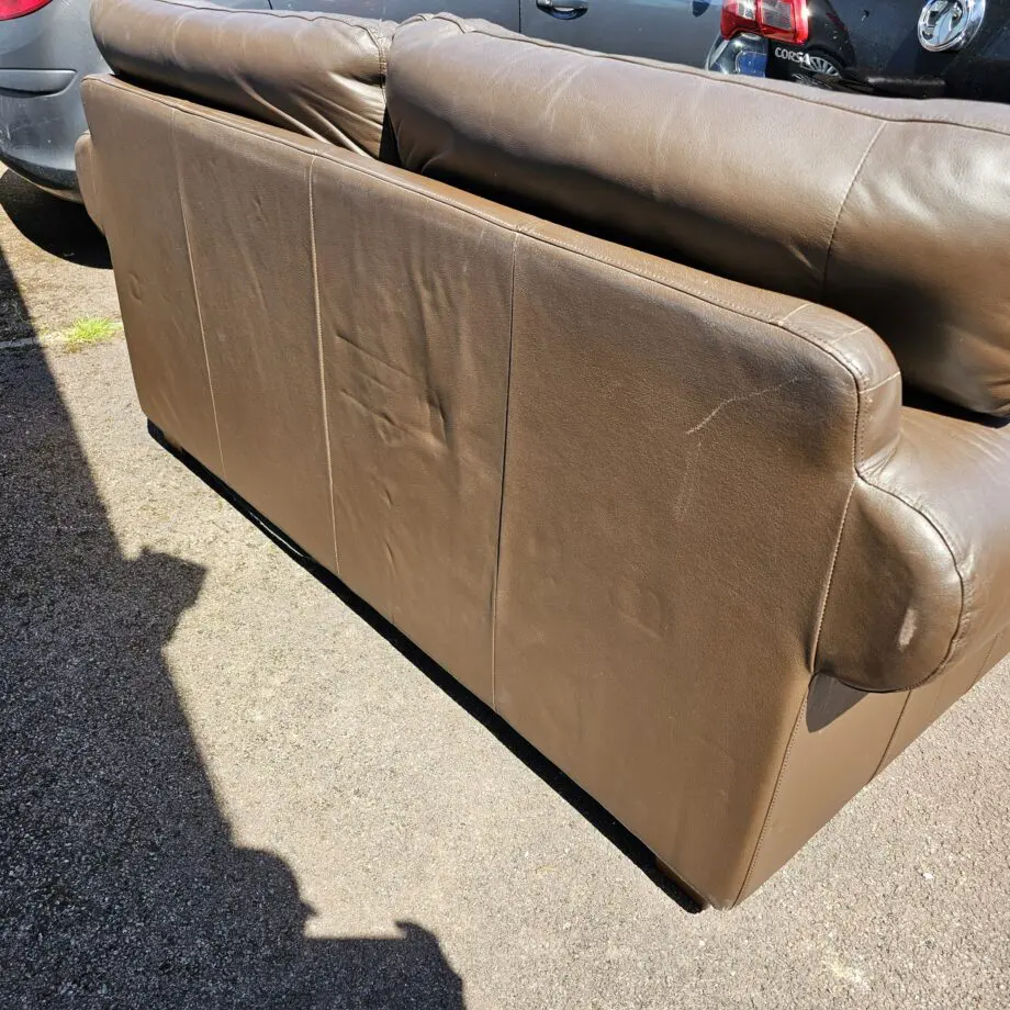 2 Seater Large Brown Leather Sofa
