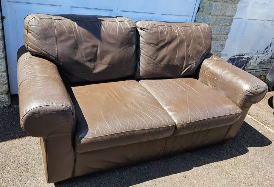 2 Seater Large Brown Leather Sofa