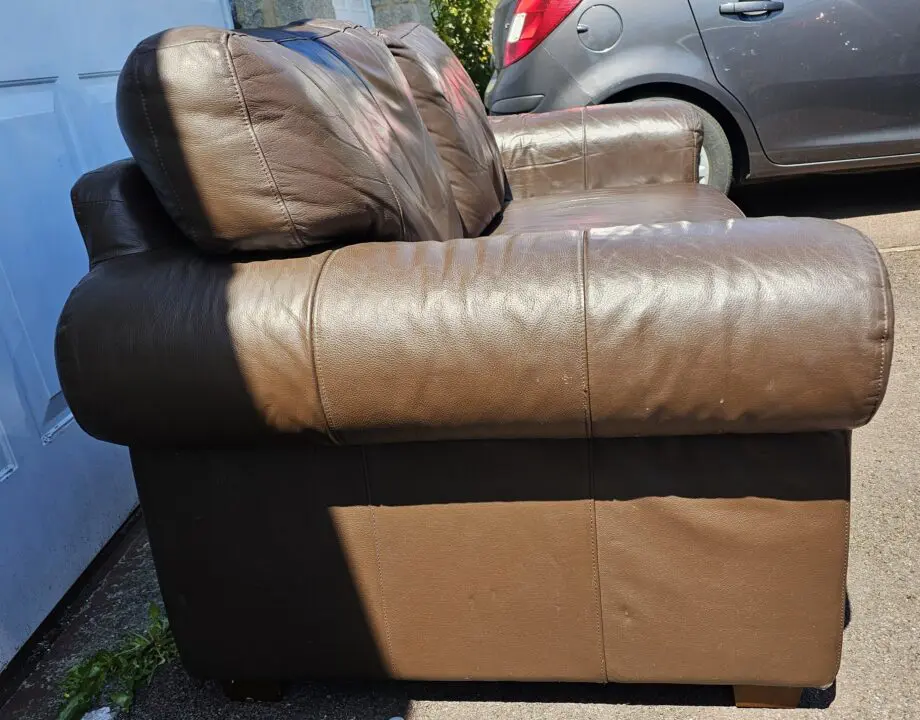 2 Seater Large Brown Leather Sofa