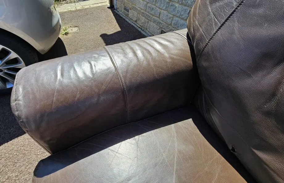 2 Seater Large Brown Leather Sofa