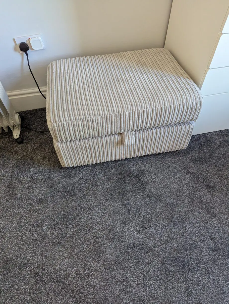 DFS "Hayden" 4 piece. Corner sofa, manual recliner chair, banquet footstool, storage footstool.
