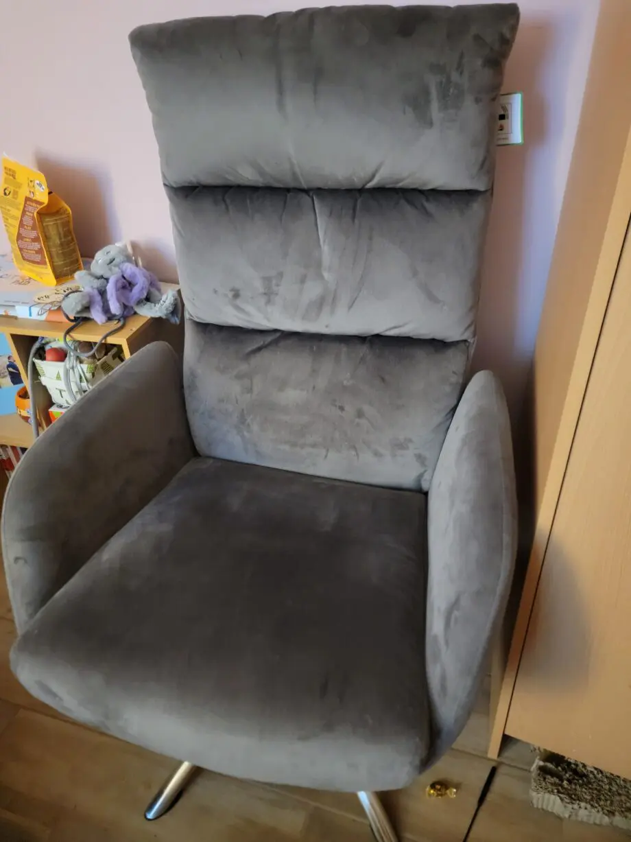 Grey Velvet Swivel Office Lounge Ergonomic Chair