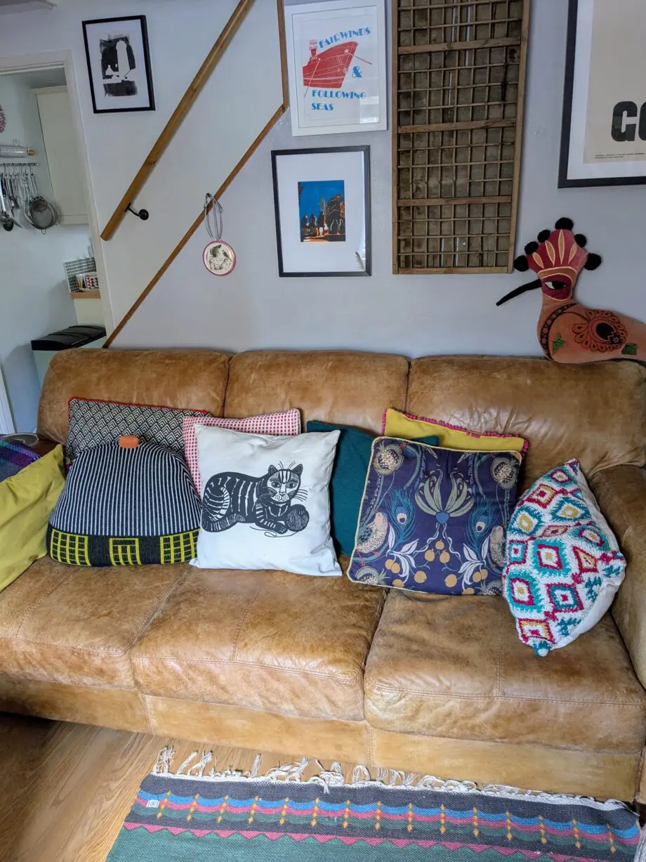 DFS Distressed Aniline Leather Sofa and Armchair