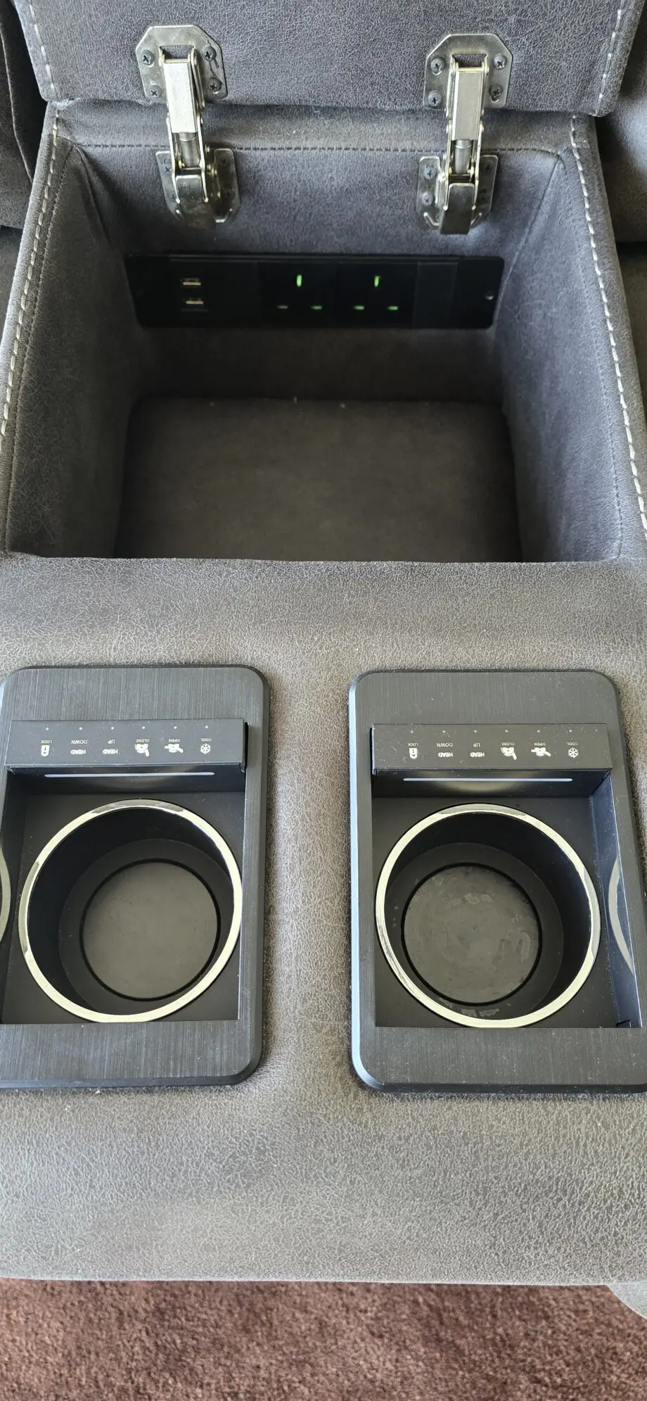 2 seat grey leather electric recliner