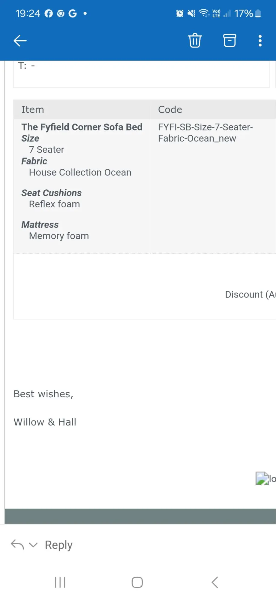 Willow and hall 7 seater teal/ocean corner sofa bed
