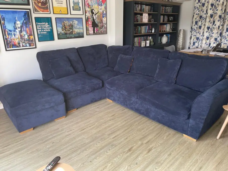 Corner Sofa with footstool and scatter cushions