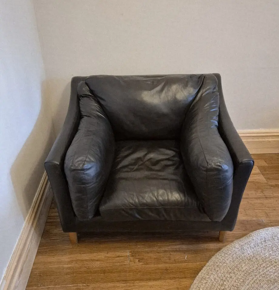 Made.com Black Leather Snuggle Chair
