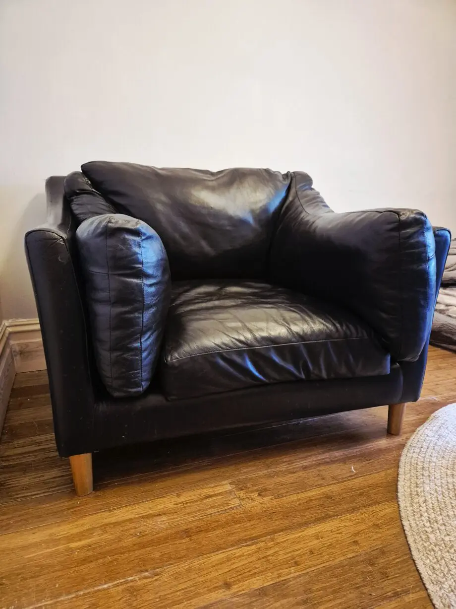 Made.com Black Leather Snuggle Chair