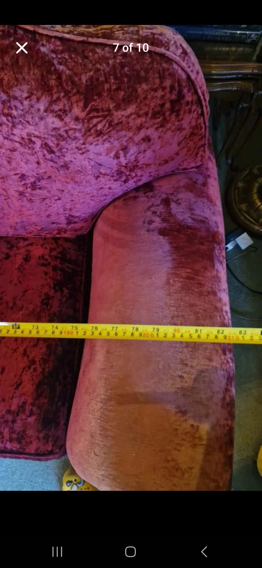 Rose red crushed velvet vintage style sofa