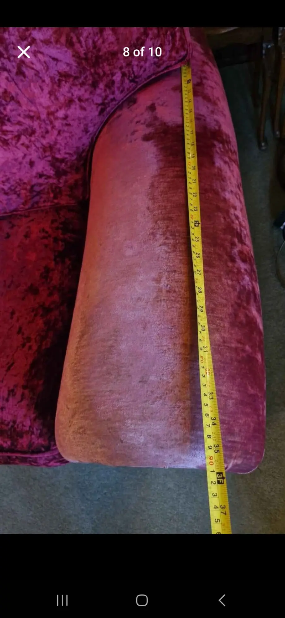 Rose red crushed velvet vintage style sofa