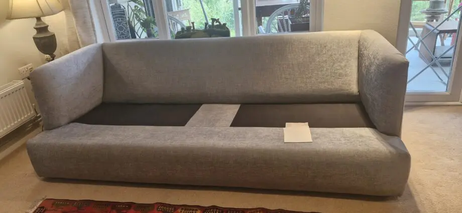 Tetrad 3 Seater Sofa in stunning grey fabric, from their 2022 Amilie range with full size storage ottoman & 2 TKmax footstools