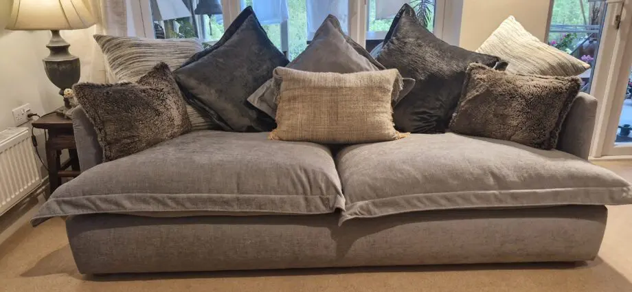 Tetrad 3 Seater Sofa in stunning grey fabric, from their 2022 Amilie range with full size storage ottoman & 2 TKmax footstools