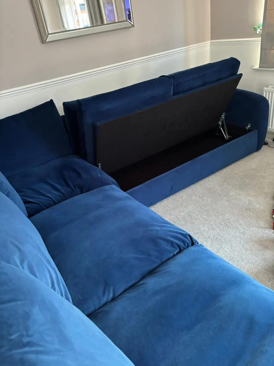 Snug "biggie small" Large 5 seat corner sofa in midnight blue with storage