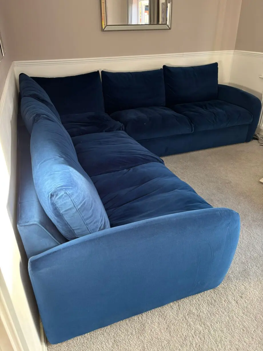 Snug "biggie small" Large 5 seat corner sofa in midnight blue with storage