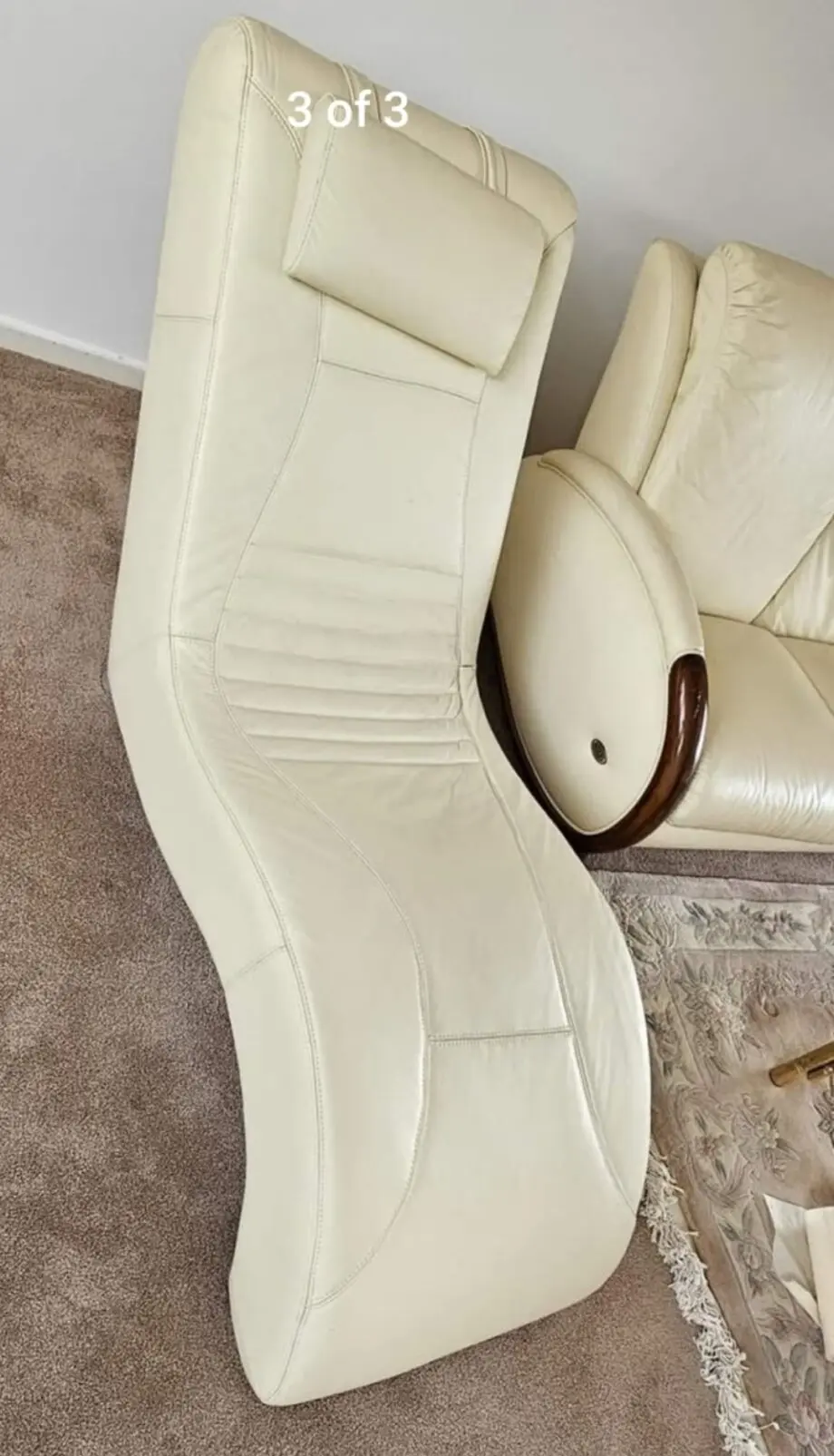 Natuzzi Cream Leather Sofa Set