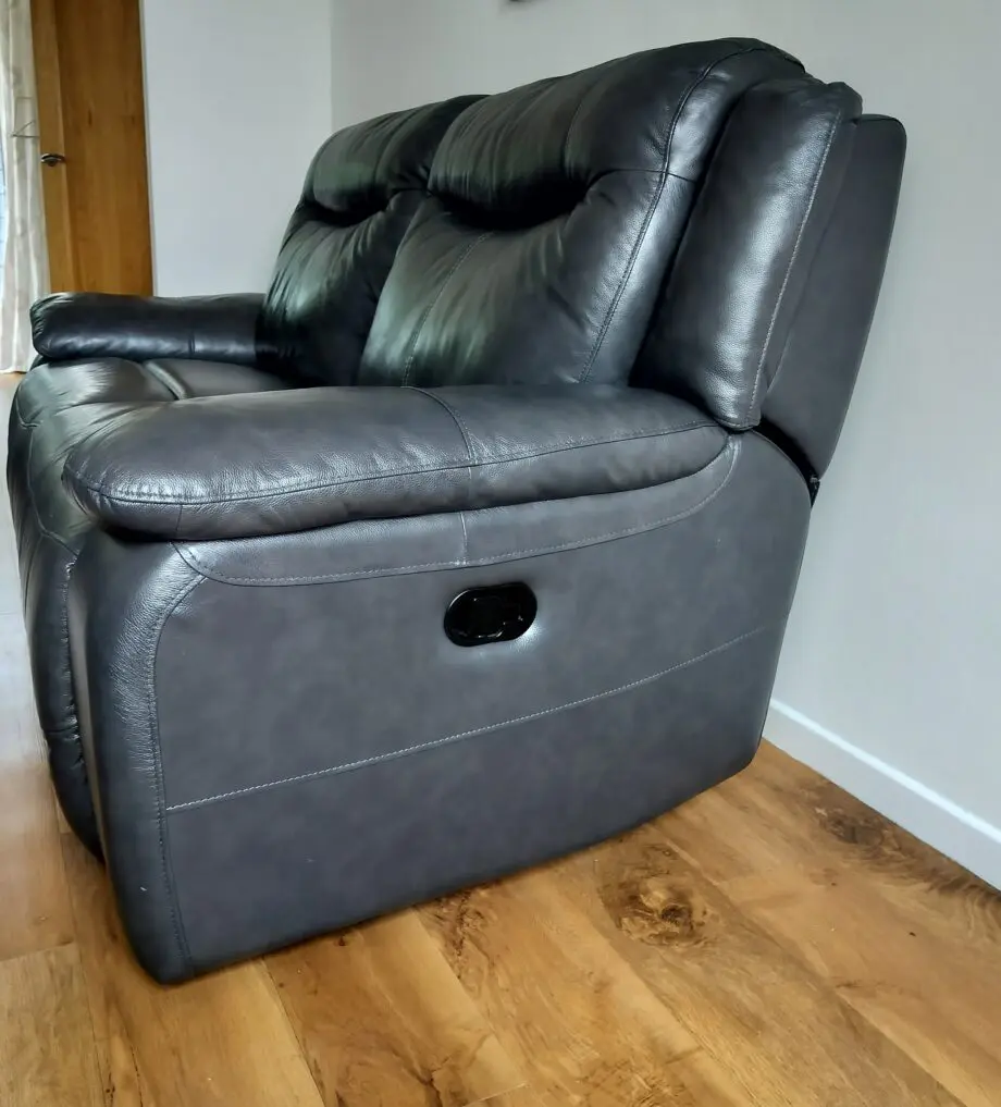 DFS Brown Leather 3 Seater Manual Recliner Sofa