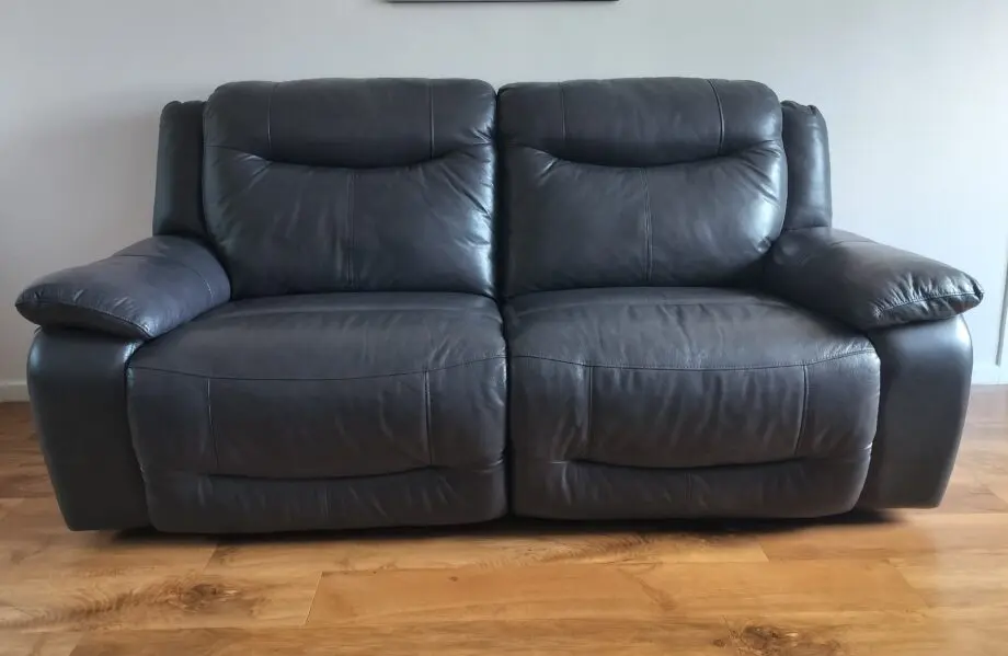 X2 DFS Brown Leather 3 Seater Manual Recliner Sofa