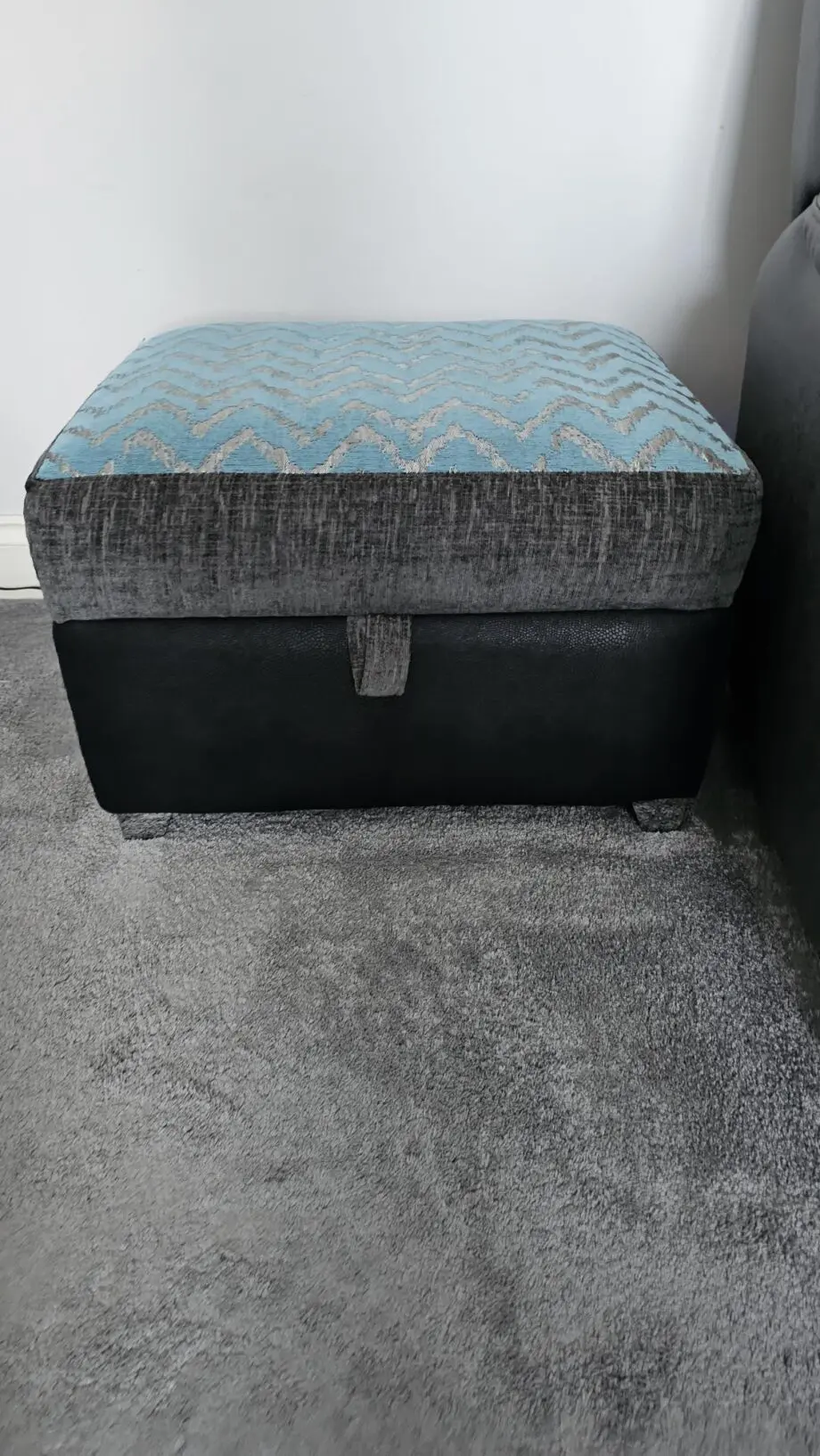 Charcoal/Teal/Black DFS fabric sofa set for sale - 3 pieces