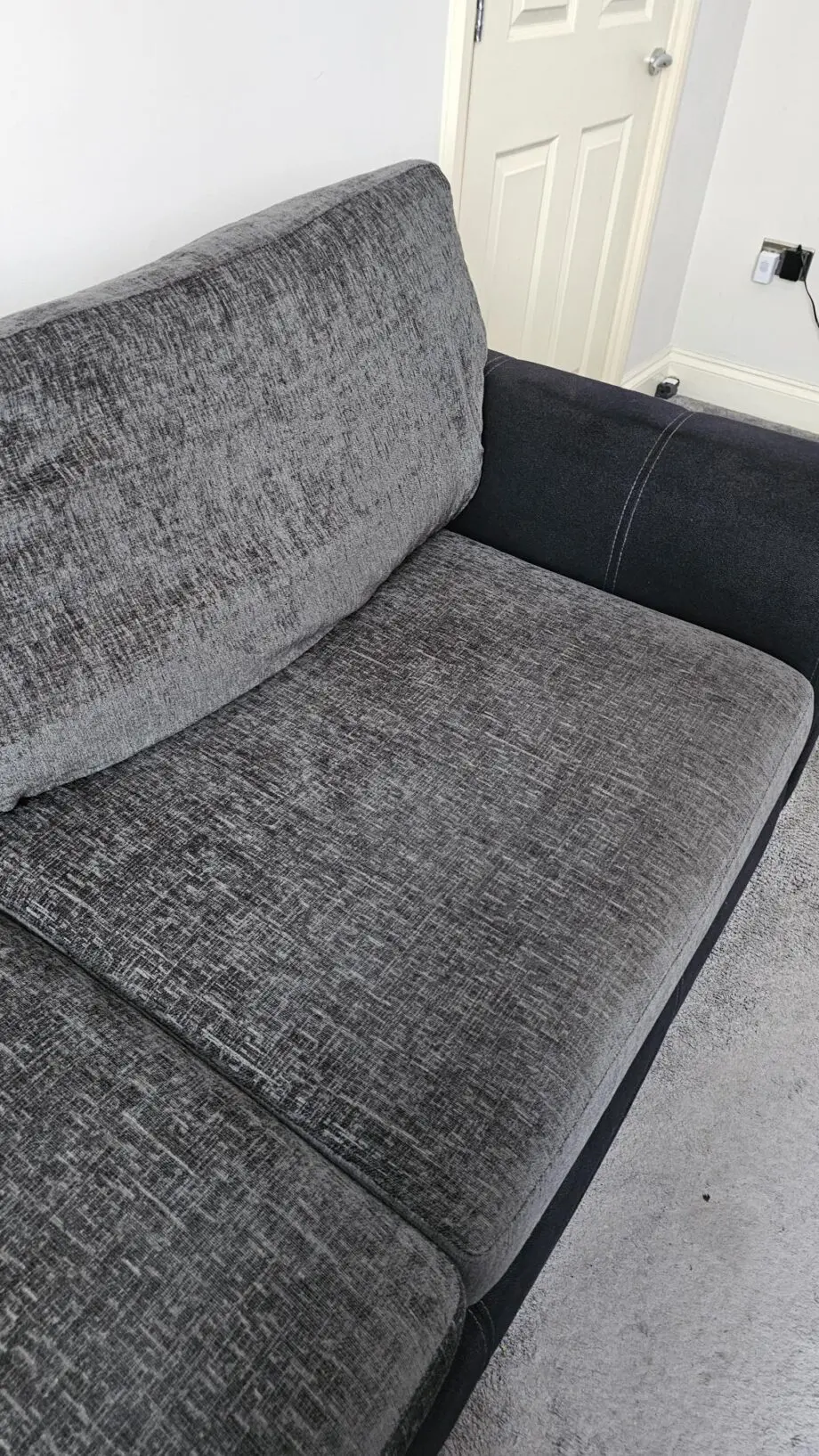 Charcoal/Teal/Black DFS fabric sofa set for sale - 3 pieces