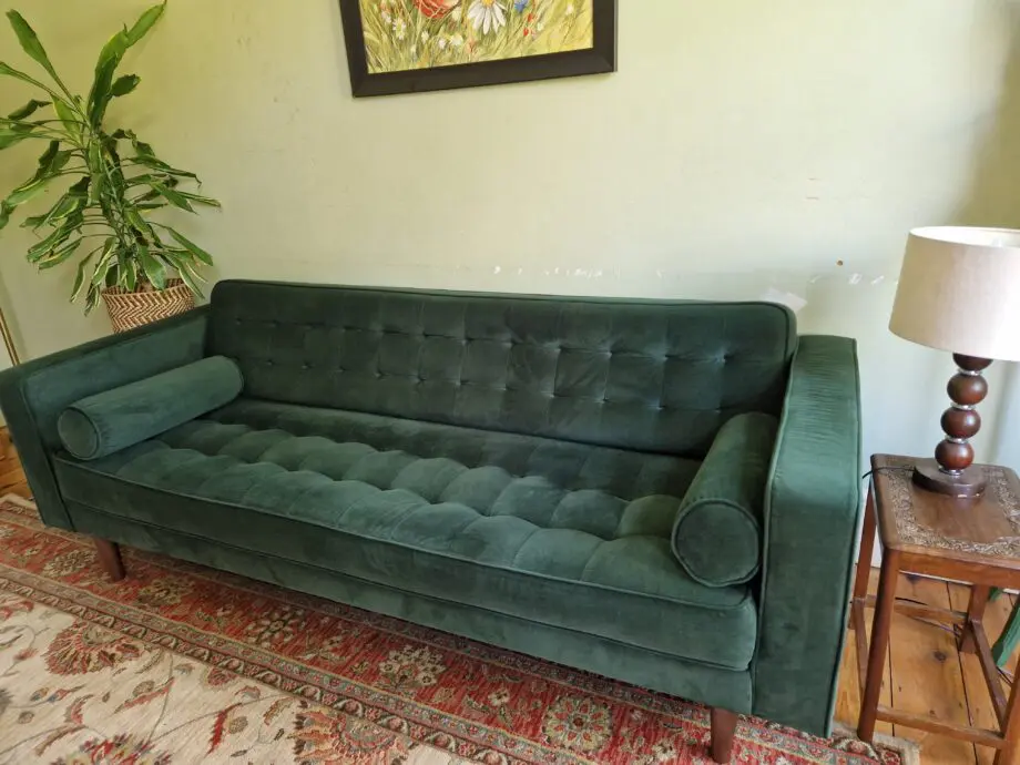 Made.com Green Velvet Scott 3 Seater Sofa