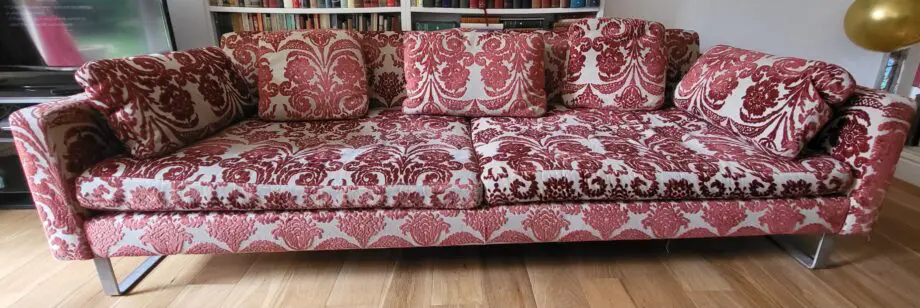 Unknown brand, beige and wine red combination, 4 seater sofa