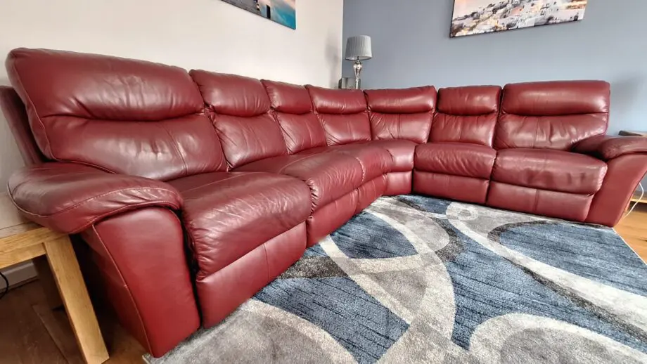 SCS La-Z-Boy Red Leather Modular Corner Sofa
