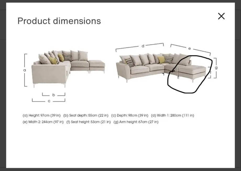 Furniture Village Legend Classic Back Fabric Corner Sofa RRP: £1795