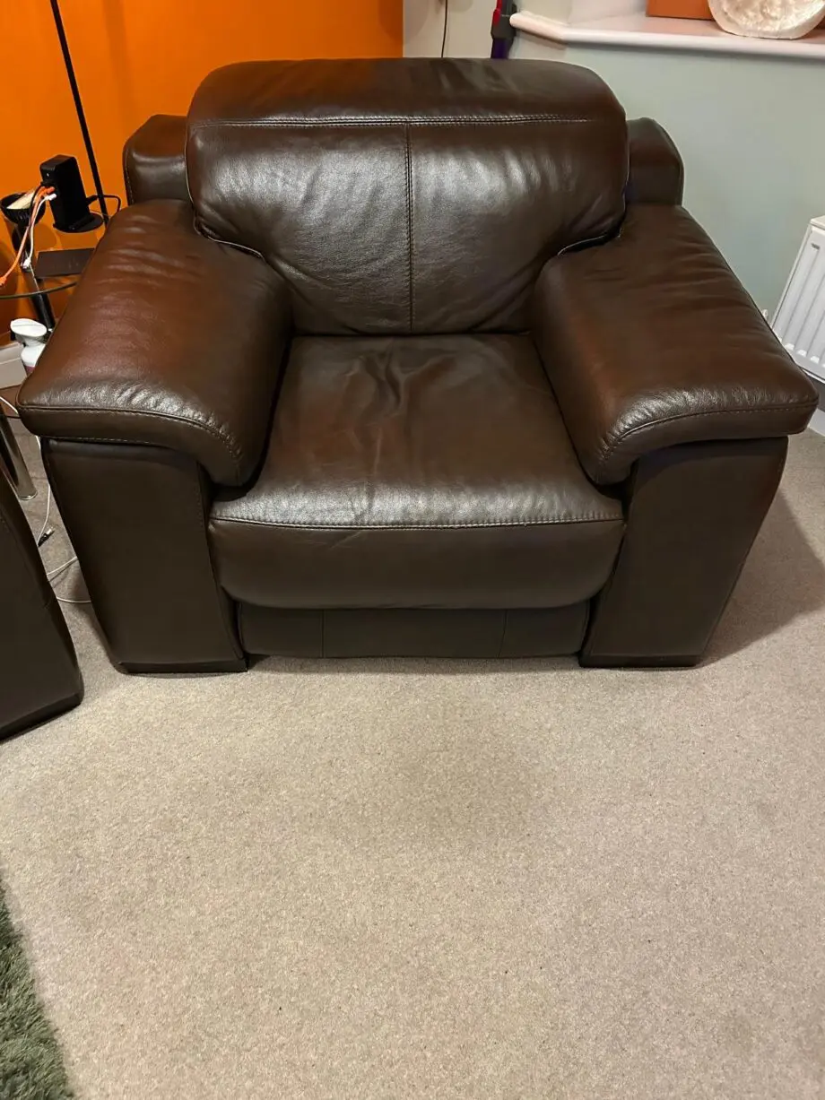 Sofology Laurence Dark Brown Leather Armchair With Power Recliner & USB Charger