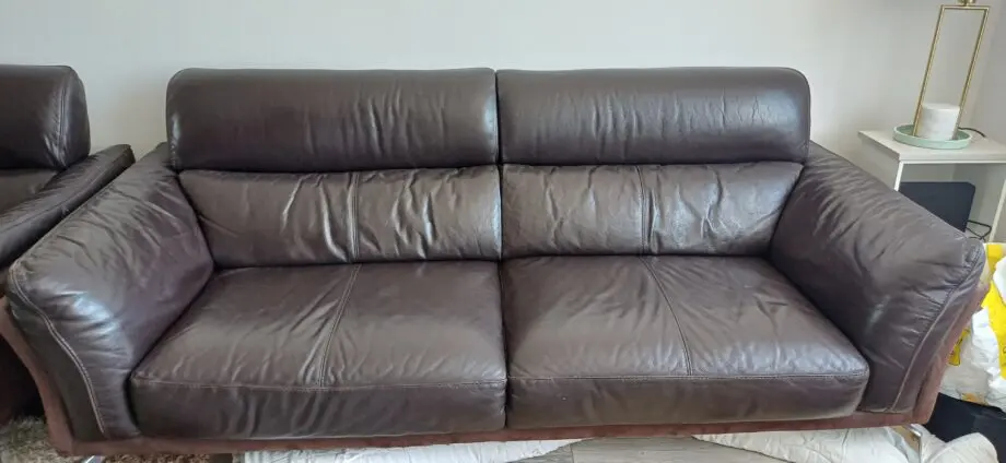 Dfs brown italian leather sofa