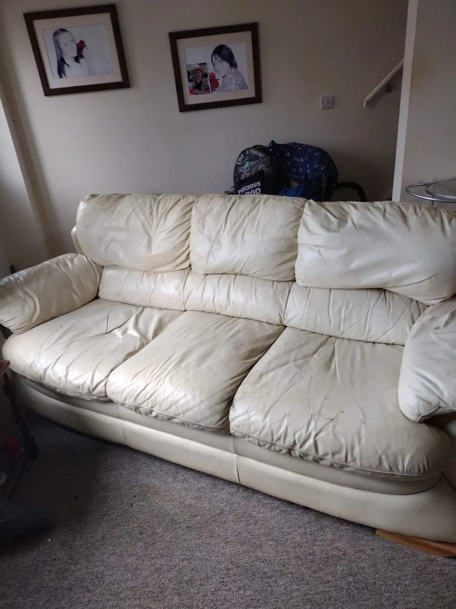 Cream leather sofa