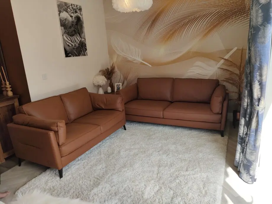 Very Home Sasha Tan leather 3 & 2 seater settee