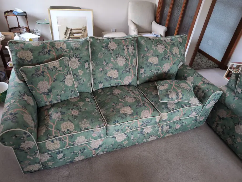 Luxury unused sofas and stuff handmade suite in floral green