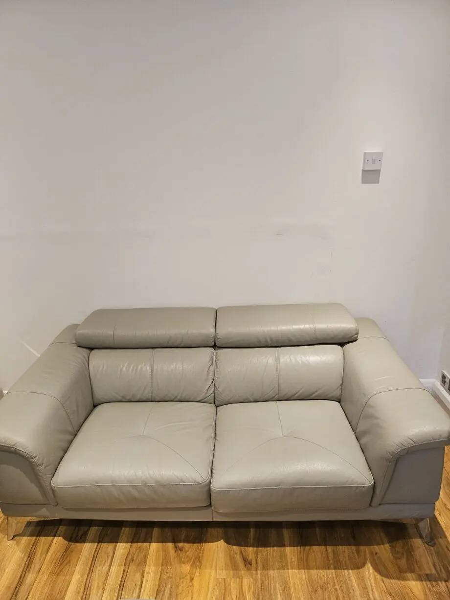 Leather sofa light gray