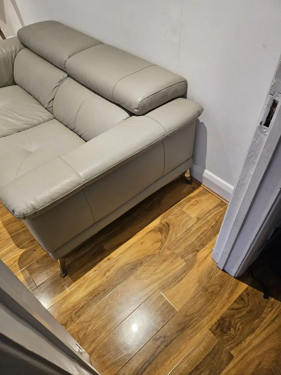Leather sofa light gray
