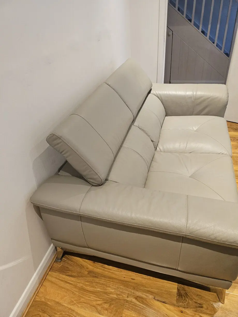 Leather sofa light gray