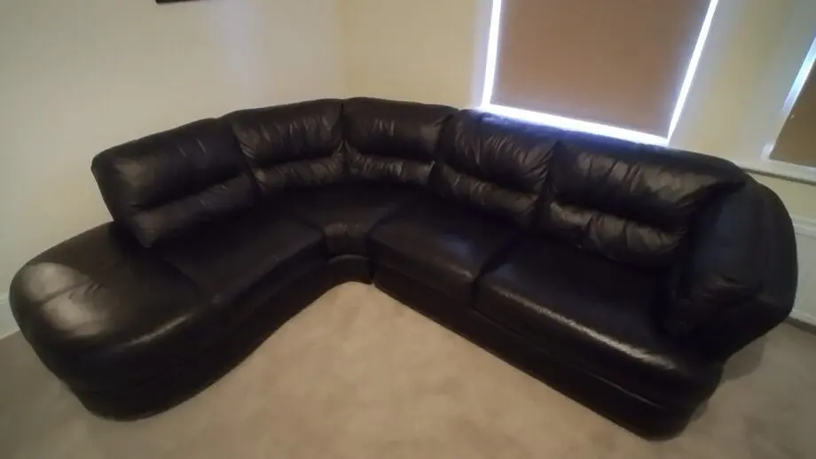 DFS Black Leather corner sofa