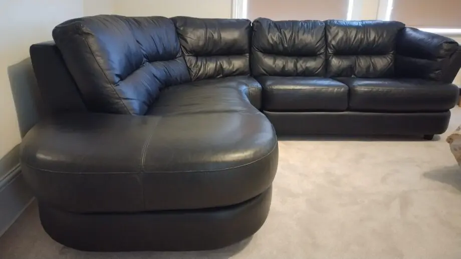 DFS Black Leather corner sofa