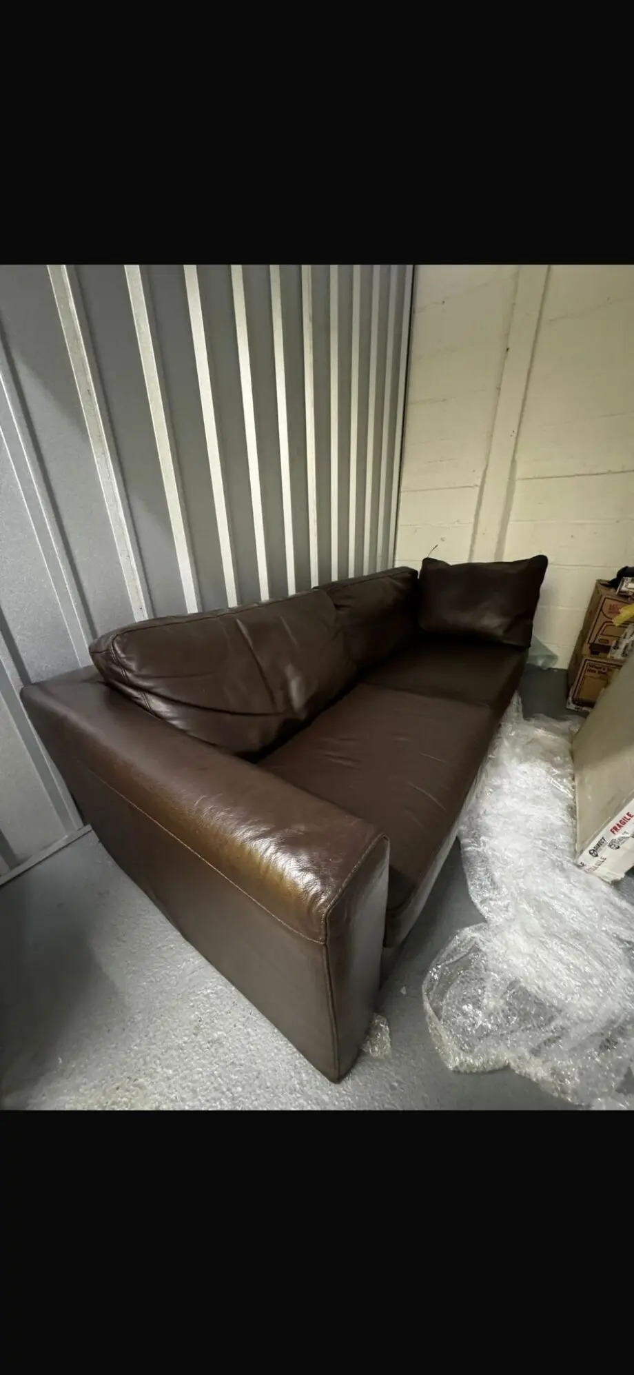 Furniture village brown leather 3 seater and matching chair