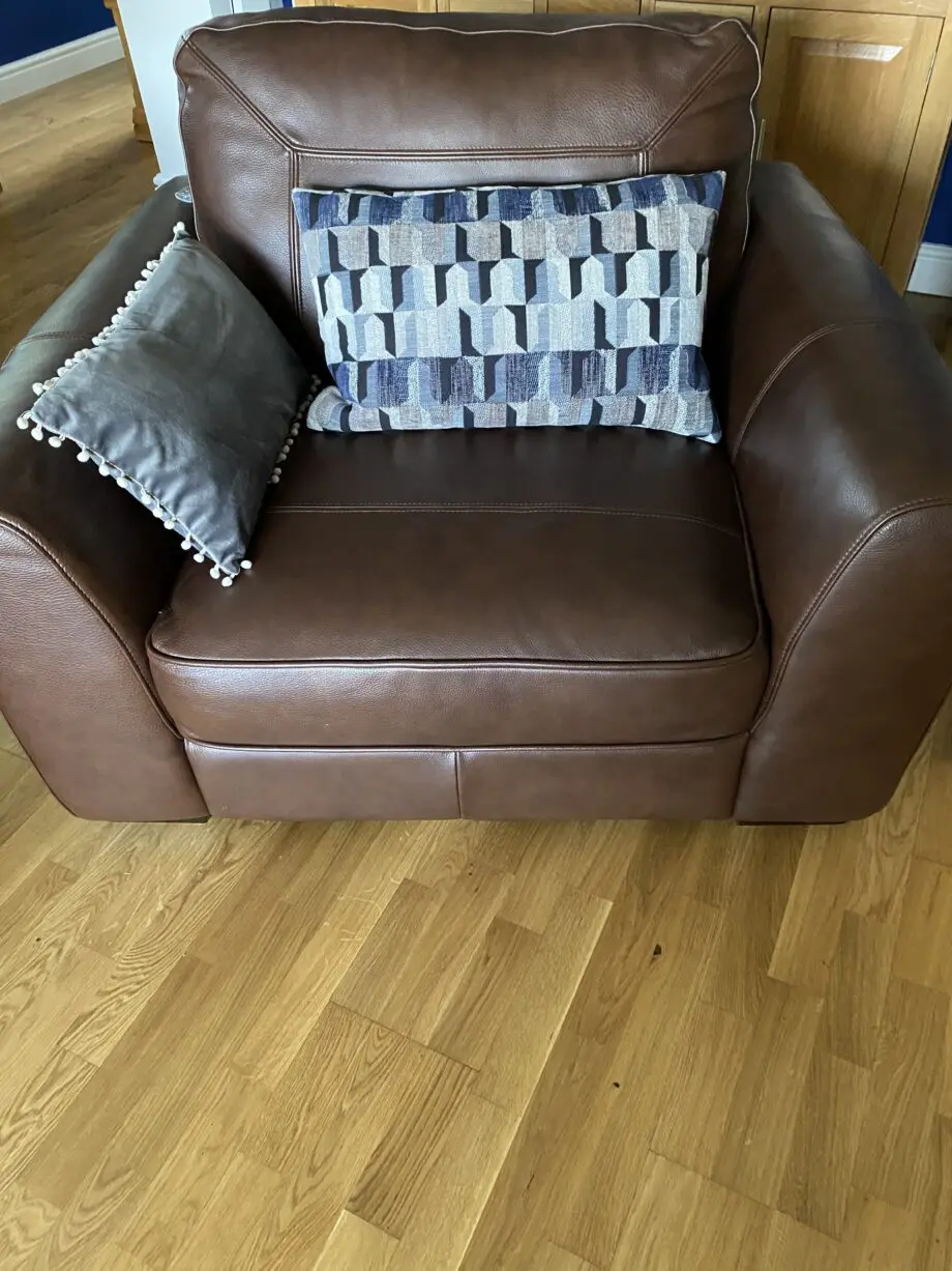 Large brown leather chair