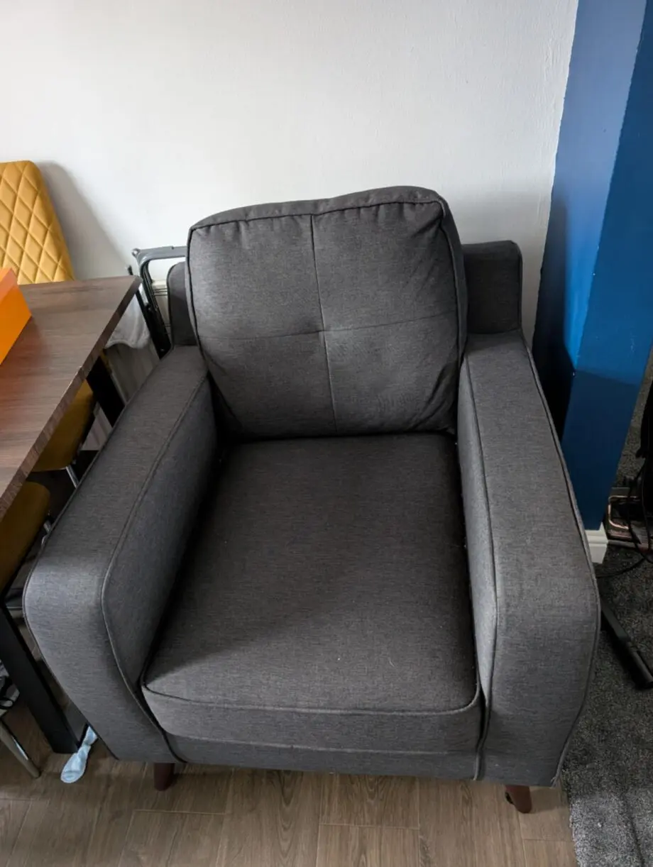 DFS Charcoal Corner Sofa with Armchair and Footstool