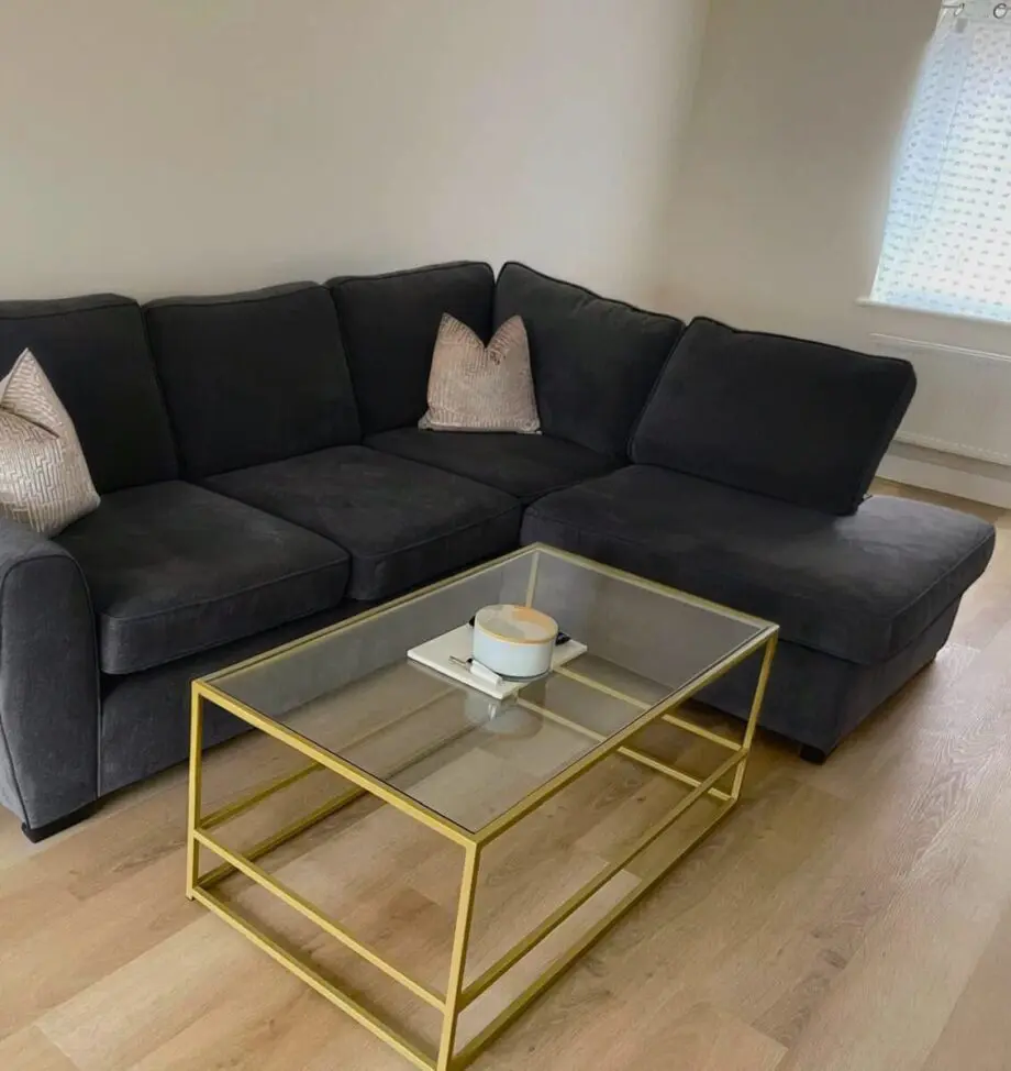 Black Velvet L-Shaped Corner Sofa For Sale