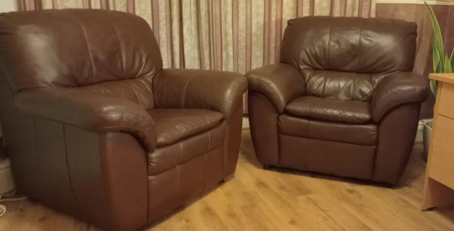 BHS Santorini Brown Leather Sofa Set