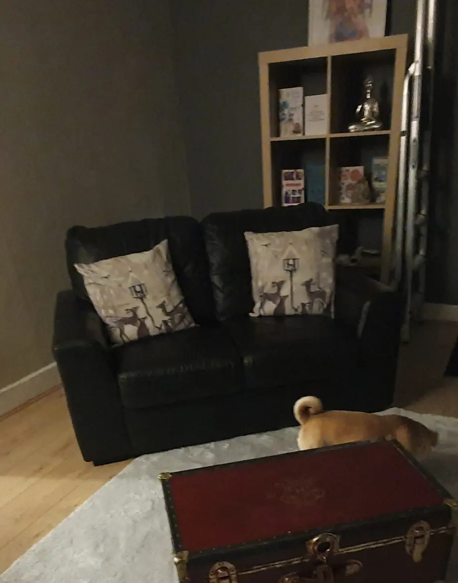 Black leather 2 seater sofa