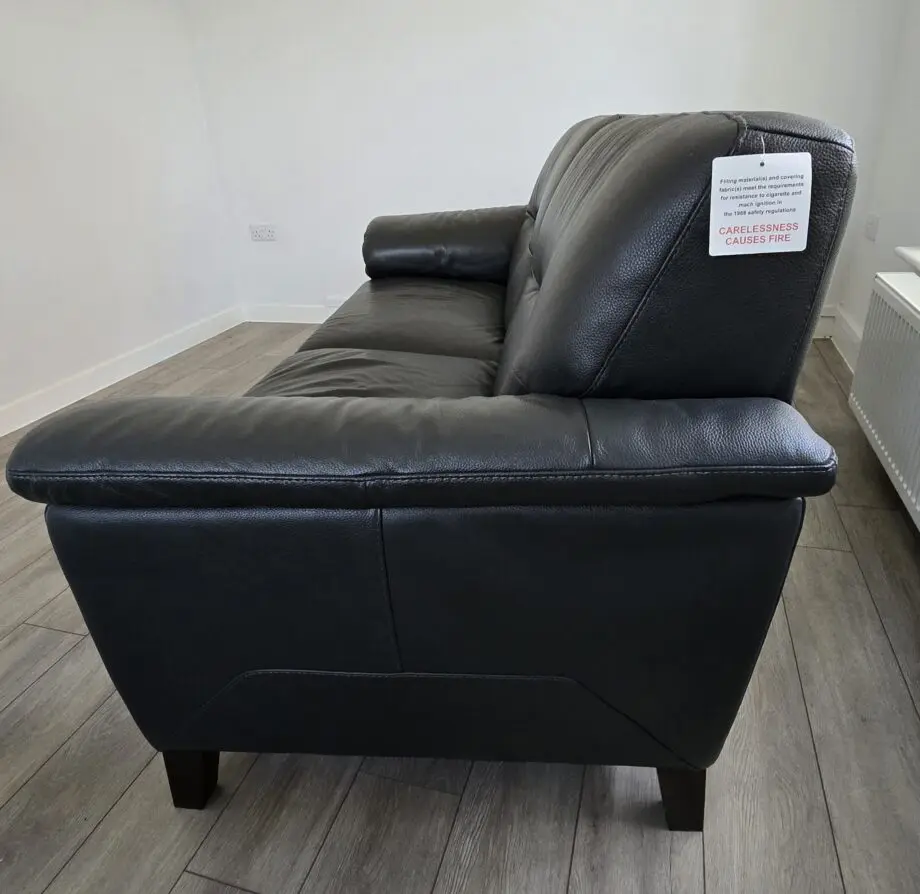 Furniture Village Black Serento 3 Seater Leather Sofa