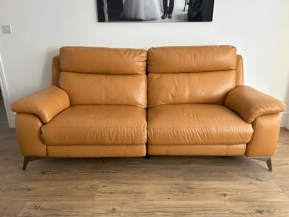 Furniture Village Three Seater Leather Power Recliner Sofa