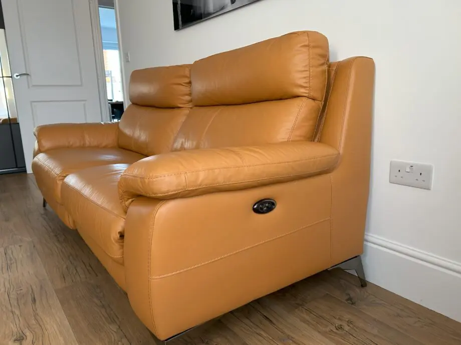 Furniture Village Three Seater Leather Power Recliner Sofa