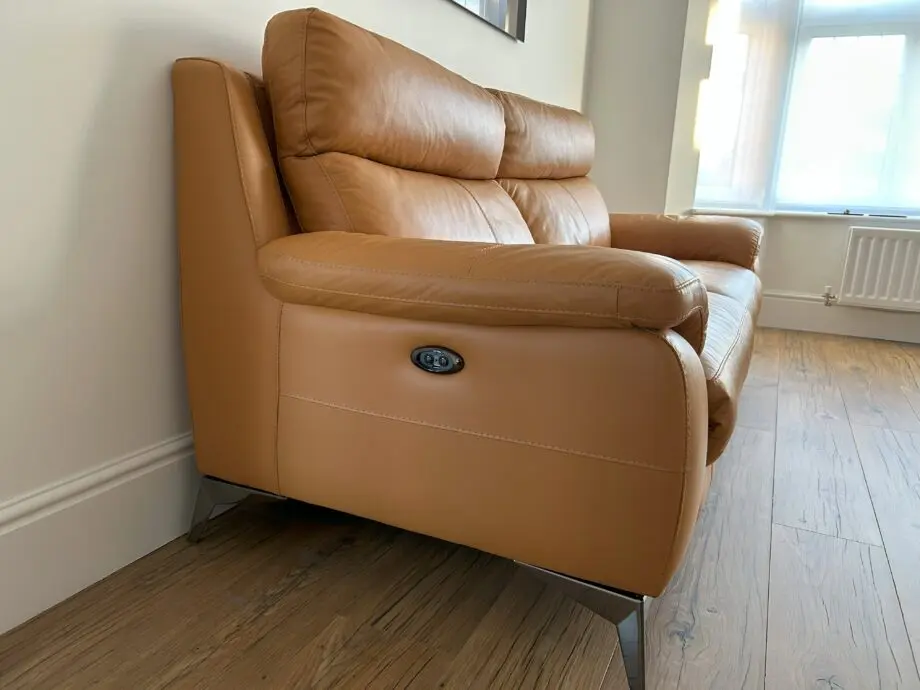Furniture Village Three Seater Leather Power Recliner Sofa