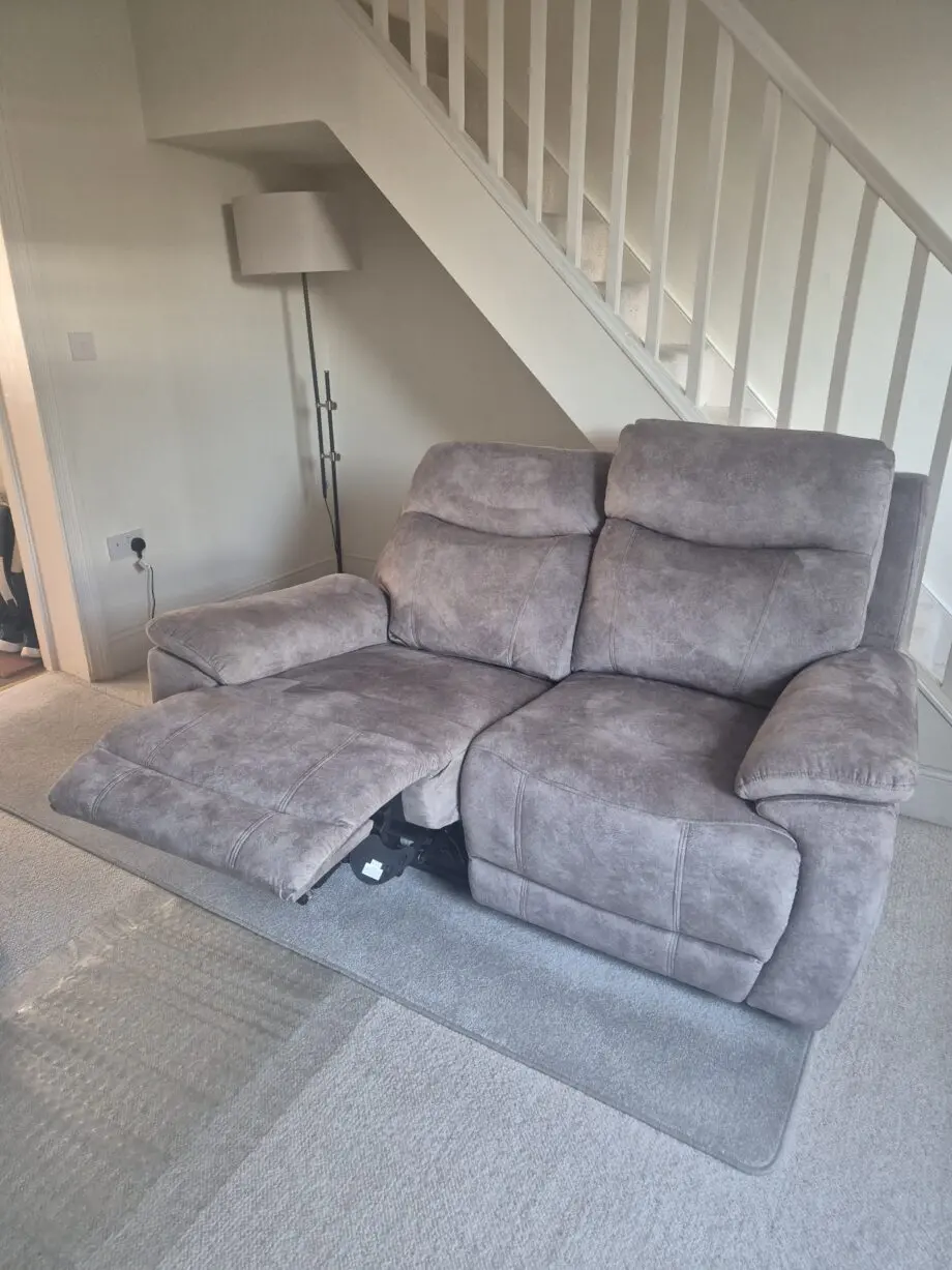 Furniture Village 2 sette, 1 armchair and pouffe