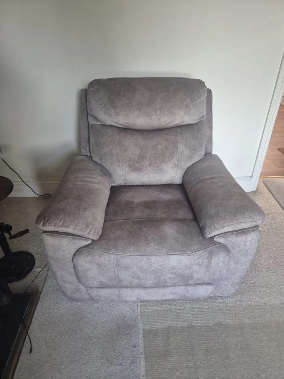 Furniture Village 2 sette, 1 armchair and pouffe